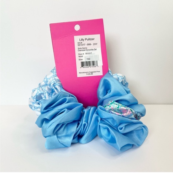 Lilly Pulitzer Oversized Scrunchie Set in Soleil It On Me and Frenchie Blue - Picture 10 of 12